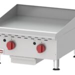 OMCAN - Countertop Stainless Steel Gas Griddle With Thermostatic Control with 2 Burners
