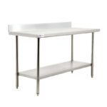 OMCAN - 24" x 60" All Stainless Steel Work Table with Backsplash